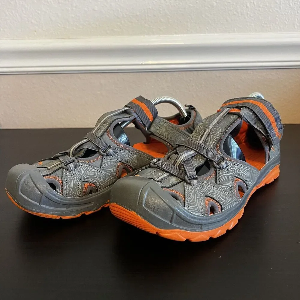 Merrell Boys Hydro Sandals Size 7 W‎ Grey Orange Hike Camp Comfort Water